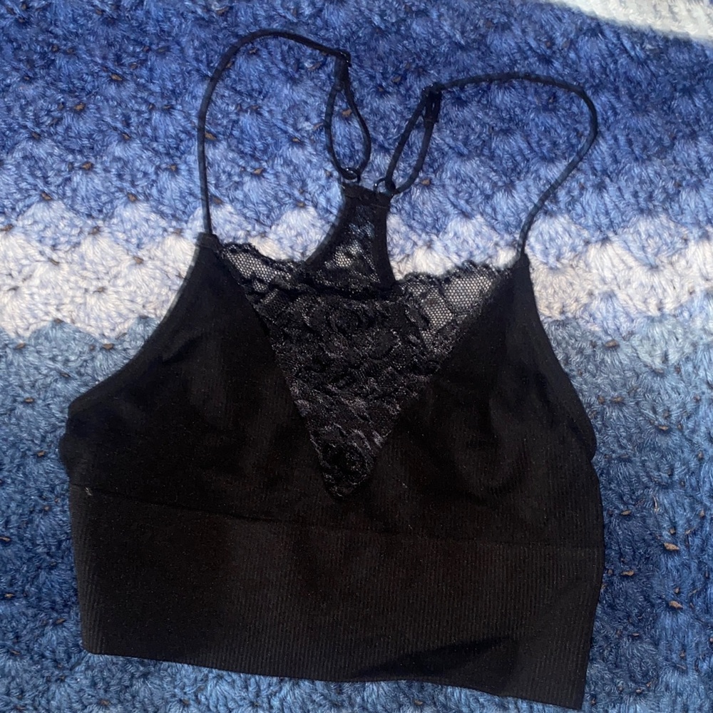 Chic Black Lace Halter Bralette